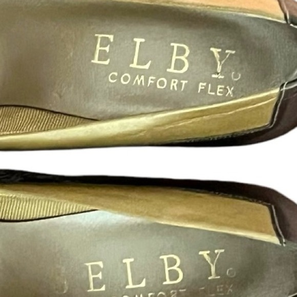 Elby Comfort Flex Vintage 80s Metallic leather kitten heel slip-on dress shoes